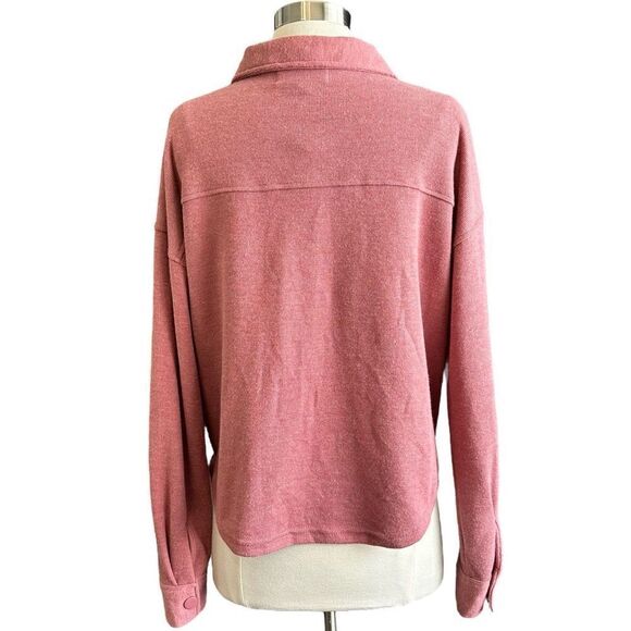 NWTHippie Rose Washed Berry Ribbed Knit Long-sleeve Collared Top - Picture 3 of 7